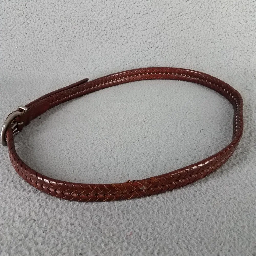 Coach Leather Belt 5922 Adult 42 Brown Braided Solid Brass Buckle Thick Classic